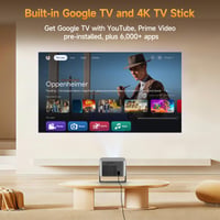 Mini projektor Alwtniet s podporou 4K, Google TV, natívnym rozlíšením 1080P, svietivosťou 650 ANSI lúmenov, prenosný projektor na domáce kino 2