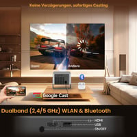 Mini projektor Alwtniet s podporou 4K, Google TV, natívnym rozlíšením 1080P, svietivosťou 650 ANSI lúmenov, prenosný projektor na domáce kino 7