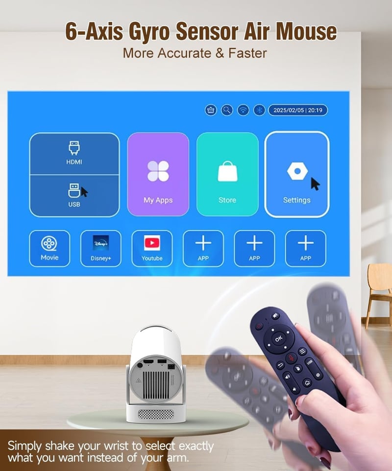 Alwtniet Mini Projektor 4K Wi-Fi 6 Bluetooth 5.4 Hordozható Otthoni Kültéri
