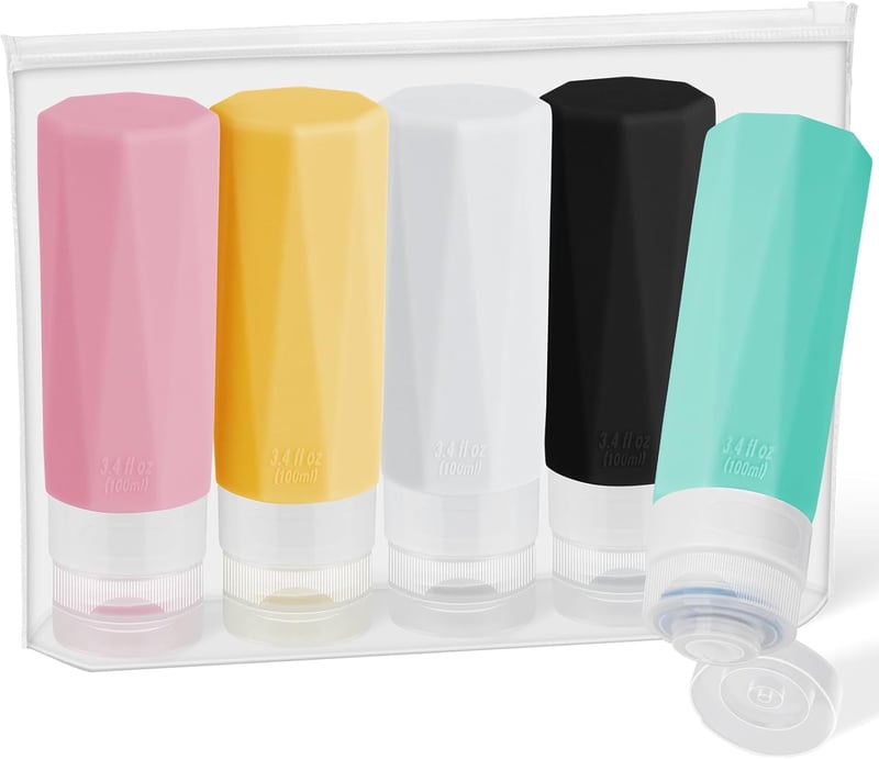 Alyvisun 5 részes utazási palack szett 100ml szilikon tárolóedény szivárgásmentes - Pack of 5