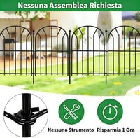 Gard decorativ metalic AMAGABELI GARDEN & HOME pentru exterior, negru, panouri de 61x31 cm, 20 de piese, lungime totală 6,2 m, montare fără săpare, gard pentru câini 4