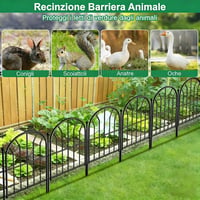 Gard decorativ metalic AMAGABELI GARDEN & HOME pentru exterior, negru, panouri de 61x31 cm, 20 de piese, lungime totală 6,2 m, montare fără săpare, gard pentru câini 5