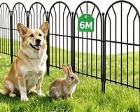 Gard decorativ metalic AMAGABELI GARDEN & HOME pentru exterior, negru, panouri de 61x31 cm, 20 de piese, lungime totală 6,2 m, montare fără săpare, gard pentru câini 1