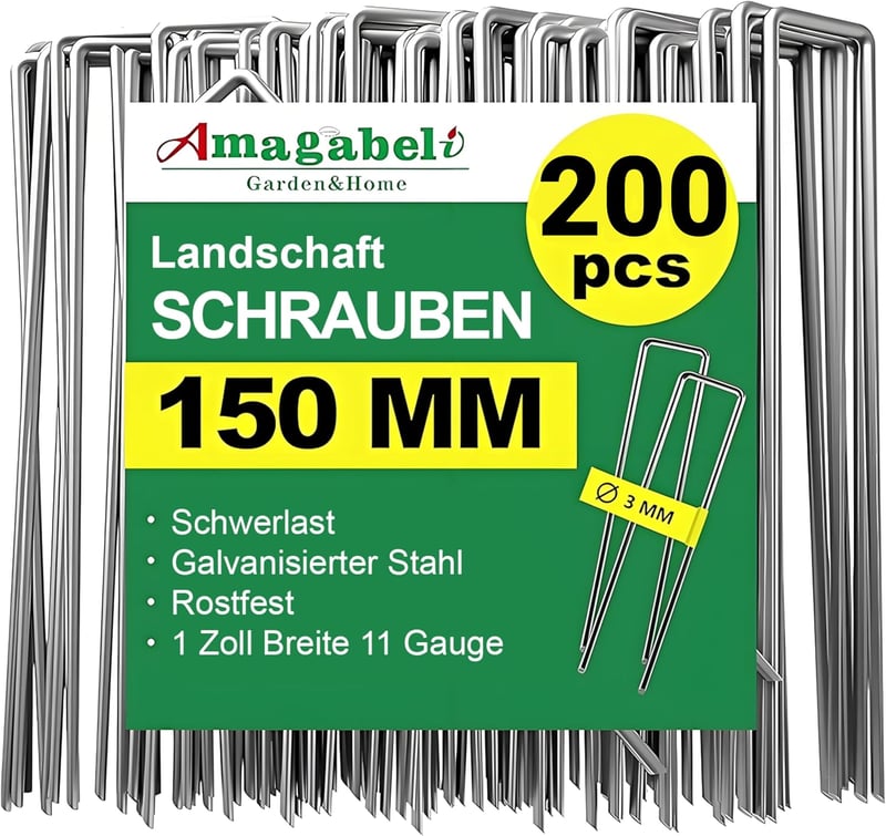AMAGABELI rozsdamentes talajrögzítő 150mm 200db kerthez
