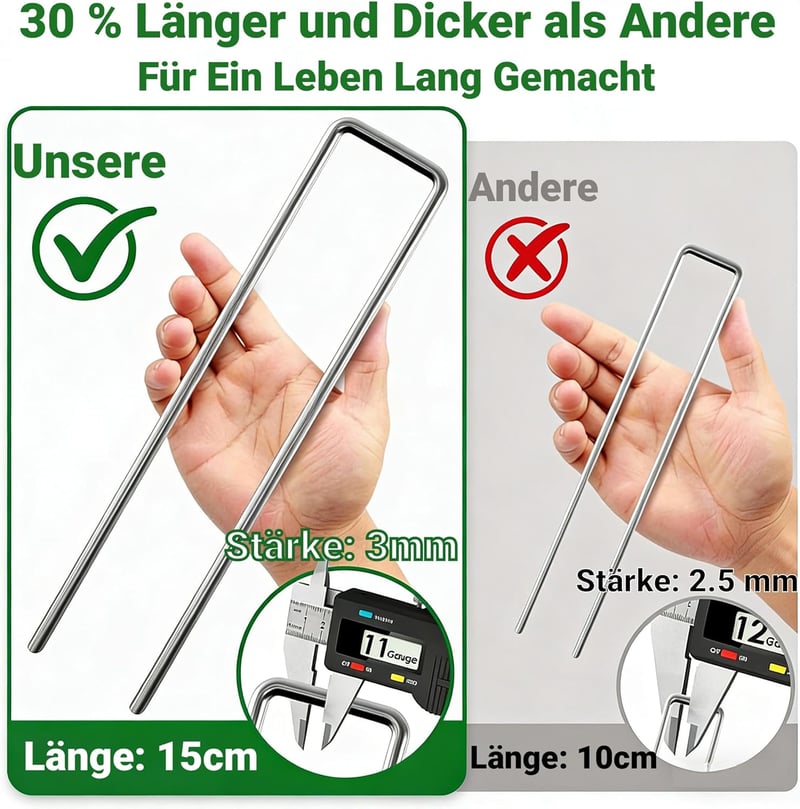 AMAGABELI rozsdamentes talajrögzítő 150mm 200db kerthez