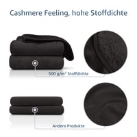 Amago Cashmere Feel puha takaró, 130 x 170 cm, fekete – meleg, kényelmes ágytakaró 3