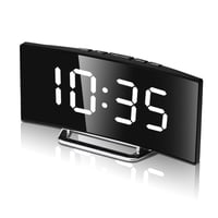 Ceas Deșteptător Digital Amandir pentru Dormitor, Negru, Afișaj LED Curbat Mare, Afișare Dată și Temperatură, Port de Încărcare USB, Luminozitate Reglabilă, Funcție Snooze 1