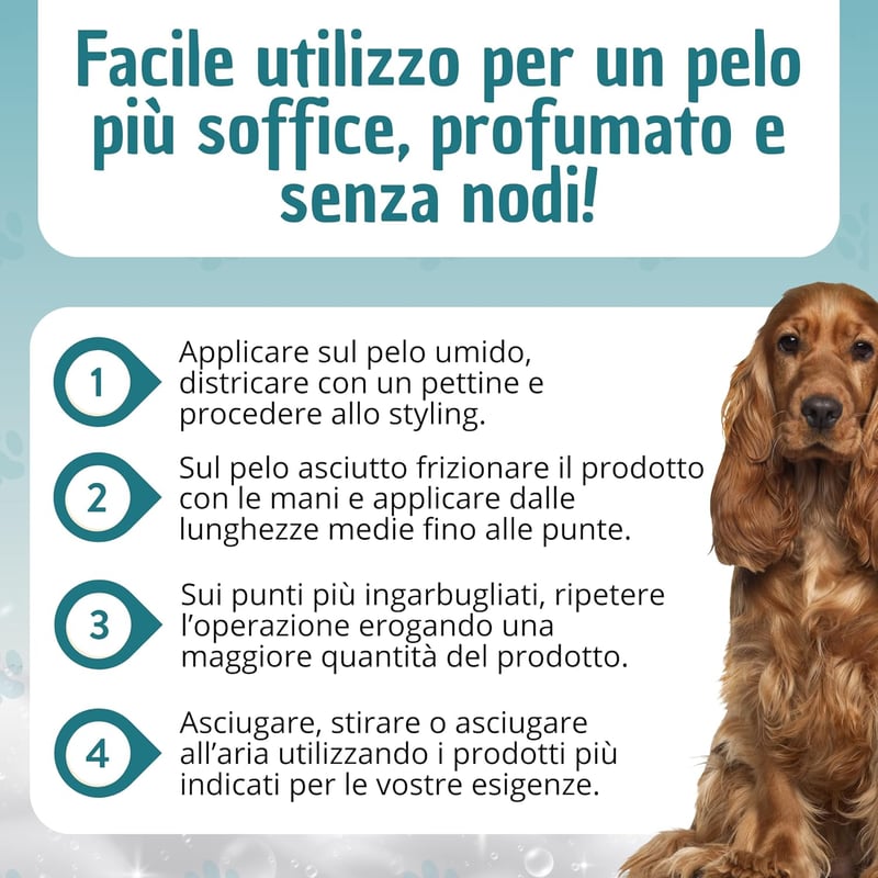 AMAPET Csomóbontó Spray Kutyáknak és Macskáknak - Fényesítő Hatású Balzsam Minden Szőrtípusra, Természetes Hipoallergén Összetevőkkel, 250 m - Not applicable.
