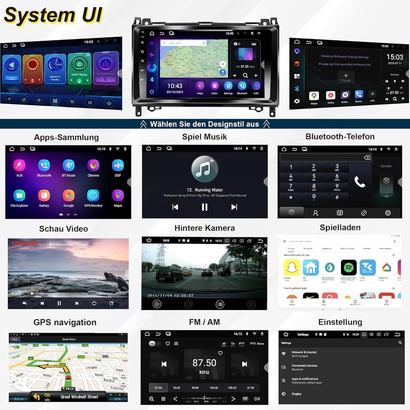 AMASE AUDIO Android 12 Autórádió Mercedes W169 W245 W906, 9" Érintőképernyő DSP+