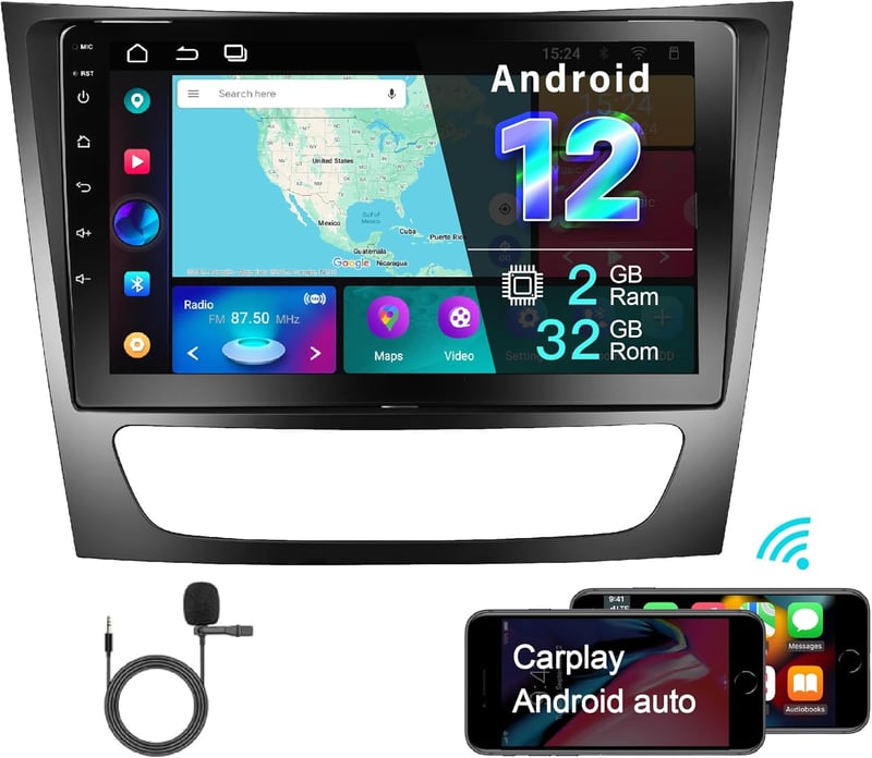 AMASE AUDIO Android 12 Autórádió Mercedes W211 9" Érintőképernyő CarPlay GPS