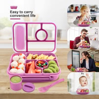 Cutie Bento Amathley pentru copii 1300 ml, recipient pentru gustări cu 5 compartimente și recipiente pentru sos, mov, compatibilă cu microundele și mașina de spălat vase, fără BPA 6