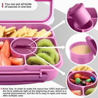 Cutie Bento Amathley pentru copii 1300 ml, recipient pentru gustări cu 5 compartimente și recipiente pentru sos, mov, compatibilă cu microundele și mașina de spălat vase, fără BPA 5