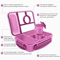 Cutie Bento Amathley pentru copii 1300 ml, recipient pentru gustări cu 5 compartimente și recipiente pentru sos, mov, compatibilă cu microundele și mașina de spălat vase, fără BPA 3