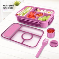 Cutie Bento Amathley pentru copii 1300 ml, recipient pentru gustări cu 5 compartimente și recipiente pentru sos, mov, compatibilă cu microundele și mașina de spălat vase, fără BPA 4