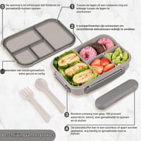 Cutie Bento Amathley pentru copii și adulți, 1200 ml, 4 compartimente, caserolă etanșă cu tacâmuri, fără BPA, albă 3