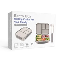 Cutie Bento Amathley pentru copii și adulți, 1200 ml, 4 compartimente, caserolă etanșă cu tacâmuri, fără BPA, albă 8