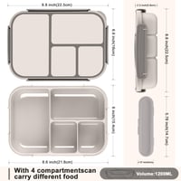 Cutie Bento Amathley pentru copii și adulți, 1200 ml, 4 compartimente, caserolă etanșă cu tacâmuri, fără BPA, albă 2