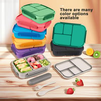 Cutie Bento Amathley pentru copii și adulți, 1200 ml, 4 compartimente, caserolă etanșă cu tacâmuri, fără BPA, albă 7