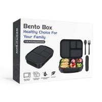 Desiatový box Amathley pre deti a dospelých, 1200 ml, so 4 priehradkami a príborom, vhodný do mikrovlnnej rúry a umývačky riadu 8