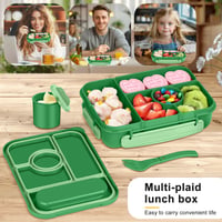 Caserolă Amathley pentru copii și adulți, 1300 ml, 5 compartimente cu recipient pentru sos, compatibilă cu cuptorul cu microunde și mașina de spălat vase, fără BPA, verde smarald 5