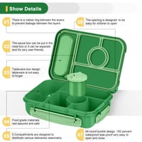 Caserolă Amathley pentru copii și adulți, 1300 ml, 5 compartimente cu recipient pentru sos, compatibilă cu cuptorul cu microunde și mașina de spălat vase, fără BPA, verde smarald 3