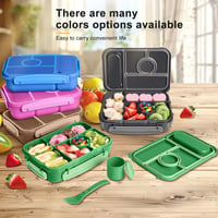 Caserolă Amathley pentru copii și adulți, 1300 ml, 5 compartimente cu recipient pentru sos, compatibilă cu cuptorul cu microunde și mașina de spălat vase, fără BPA, verde smarald 7