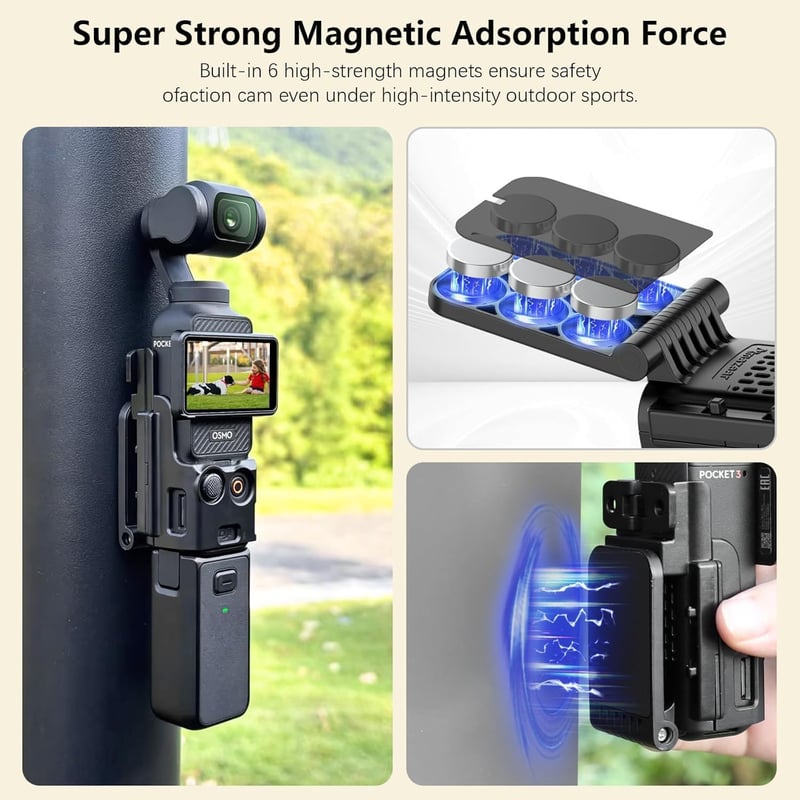 AMAZEAR DJI Osmo Pocket 3 mágneses tartó állvány, 180° forgatható asztali és falra szerelhető adapter