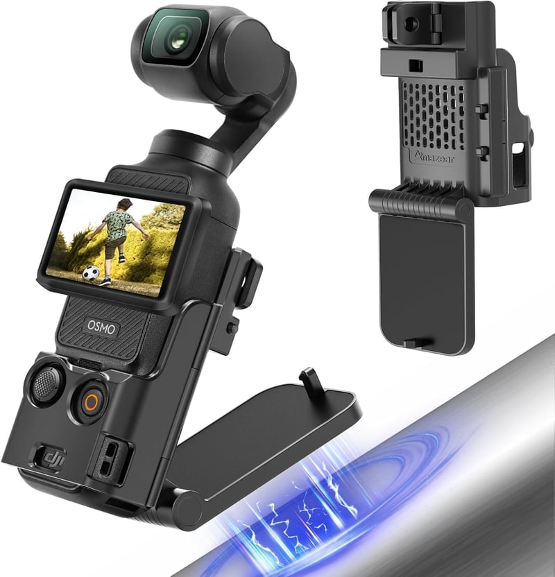 AMAZEAR DJI Osmo Pocket 3 mágneses tartó állvány, 180° forgatható asztali és falra szerelhető adapter