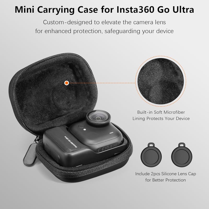 AMAZEAR Insta360 GO Ultra hordtáska fekete bőr utazótáska puha béléssel
