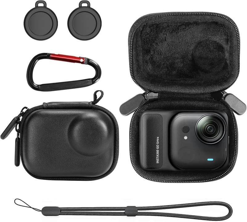 AMAZEAR Insta360 GO Ultra hordtáska fekete bőr utazótáska puha béléssel