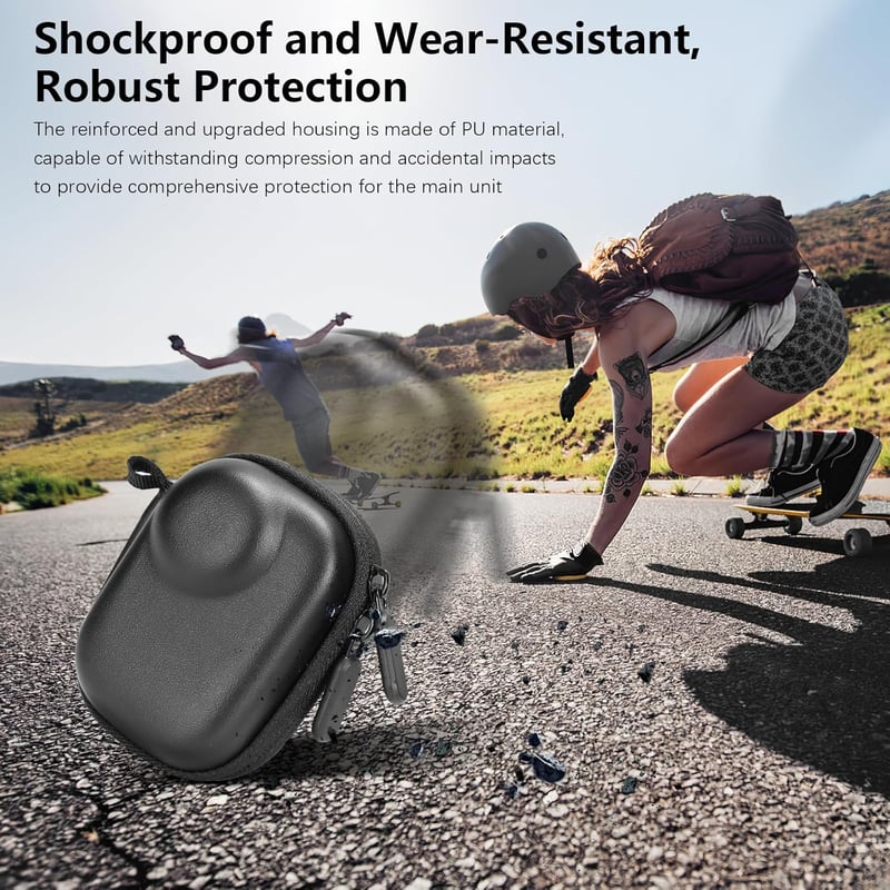 AMAZEAR Insta360 GO Ultra hordtáska fekete bőr utazótáska puha béléssel