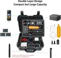 Amazear Kétrétegű Védőtok Szett Insta360 X5/X4 Kamerához - 33W Gyorstöltő, Kijelzővédő, Szélfogó, Nyakpánt, Tisztítókészlet és Vízálló Tok 3