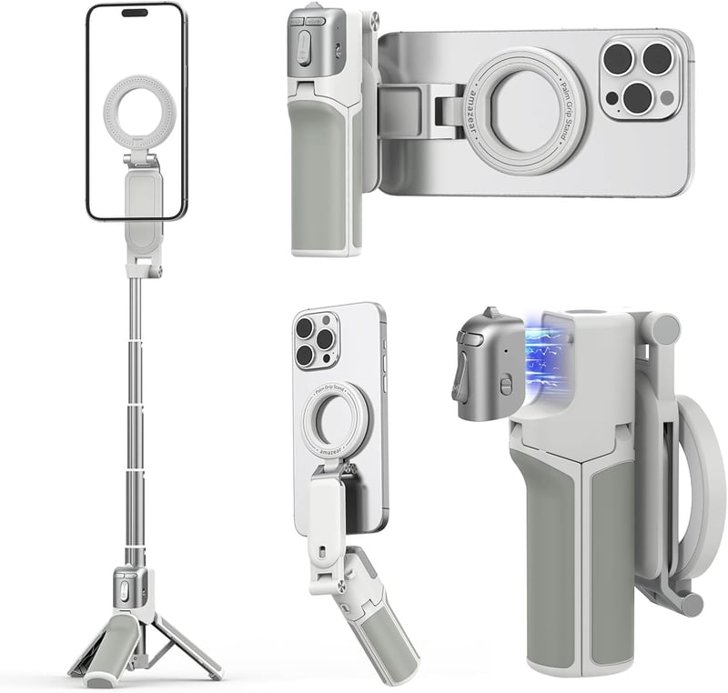 AMAZEAR mágneses 4 az 1-ben selfie bot és állvány Bluetooth távirányítóval - fehér