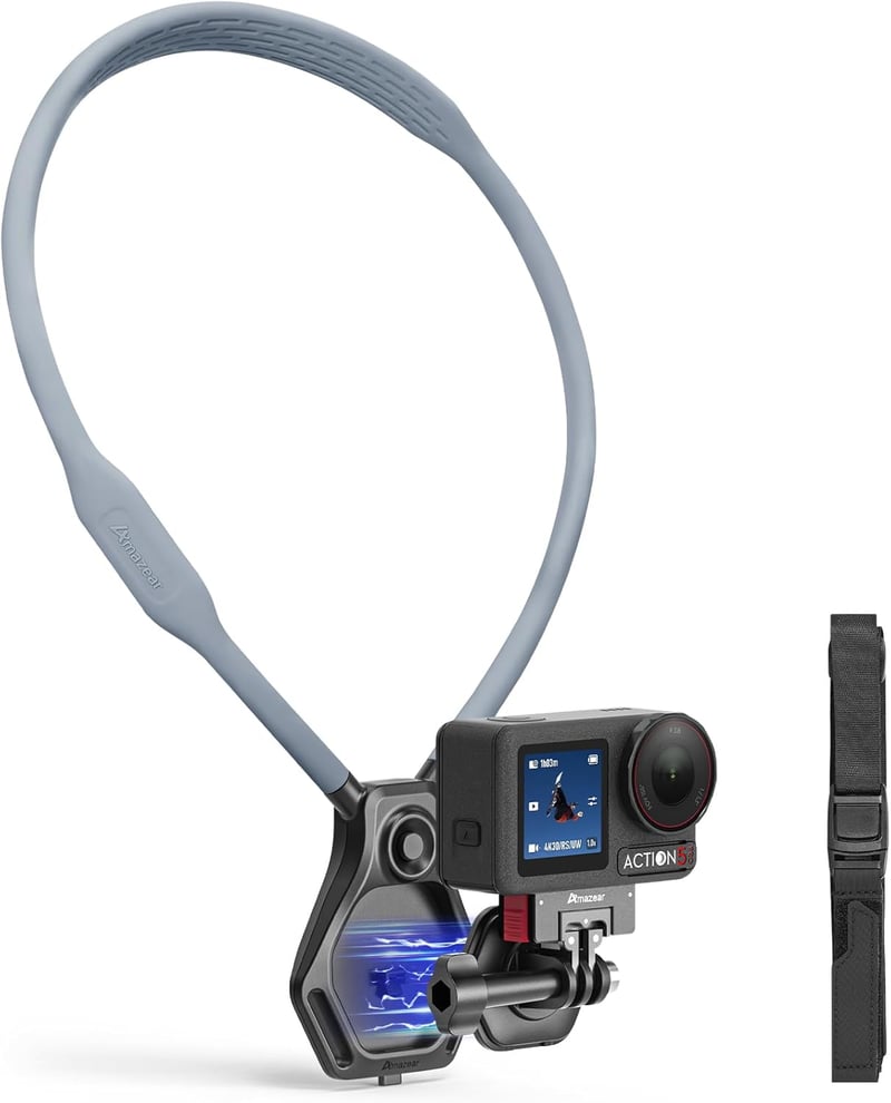 AMAZEAR Mágneses Nyakpánt Tartó DJI Action 5 Pro/OSMO 360 GoPro Hero 13 Insta360 Ace Pro Mellkasi Rögzítés