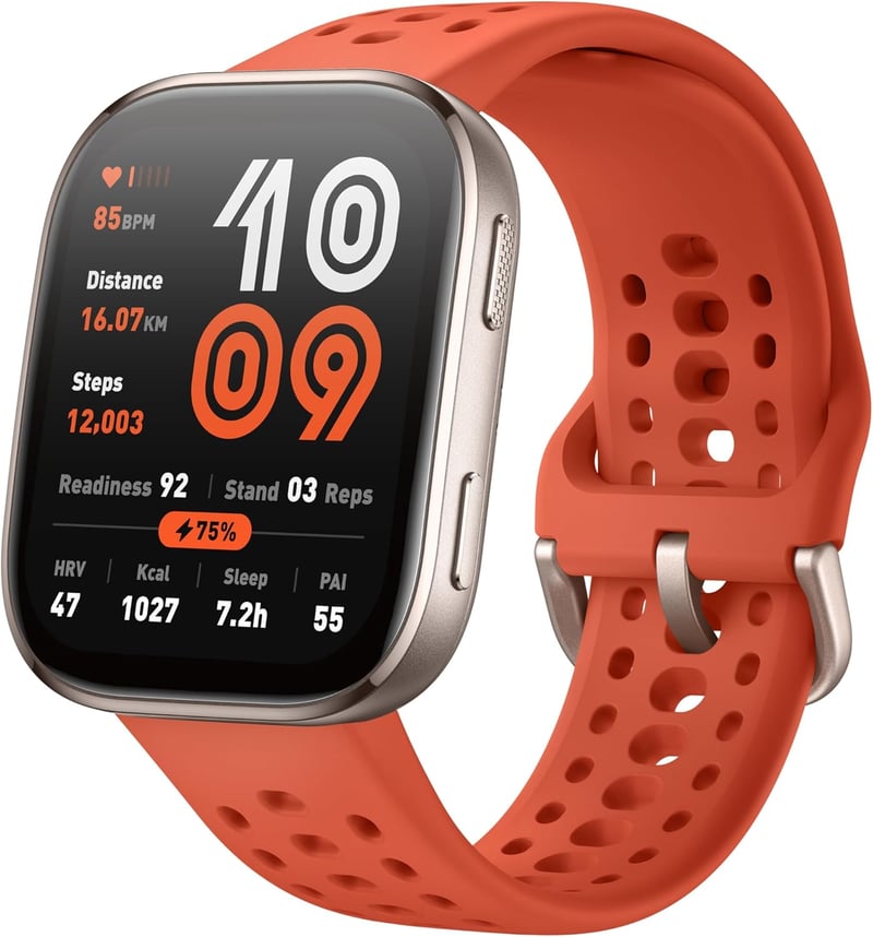 Amazfit Bip 6 okosóra 46mm, 14 napos akkumulátor, AMOLED kijelző, GPS, 140+ sportmód, vízálló - red