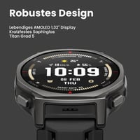 Ceas inteligent de exterior Amazfit T-Rex 3 Pro, 44 mm, ecran AMOLED cu safir, lanternă, ramă din titan, GPS dual-band, hărți offline, autonomie 17 zile, 10 ATM, 180+ moduri sport, negru 2