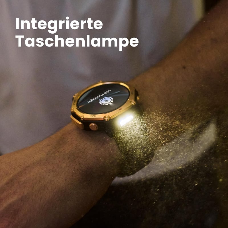 Amazfit T-Rex 3 Pro Outdoor Smartwatch 48mm Szafír AMOLED, Titán, Dual GPS, 25 nap akkumulátor - Regular, black gold