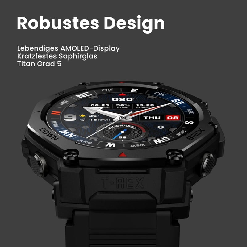 Amazfit T-Rex 3 Pro Outdoor Smartwatch 48mm Szafír AMOLED, Titán, Dual GPS, 25 nap akkumulátor - Regular, black gold