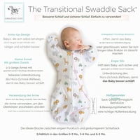 Amazing Baby prechodný zavinovací spací vak pre novorodencov, ruky hore, polovičné rukávy a rukavičky, 0-3 mesiace, 2,7-6,4 kg, safari 6
