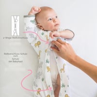 Amazing Baby prechodný zavinovací spací vak pre novorodencov, ruky hore, polovičné rukávy a rukavičky, 0-3 mesiace, 2,7-6,4 kg, safari 3