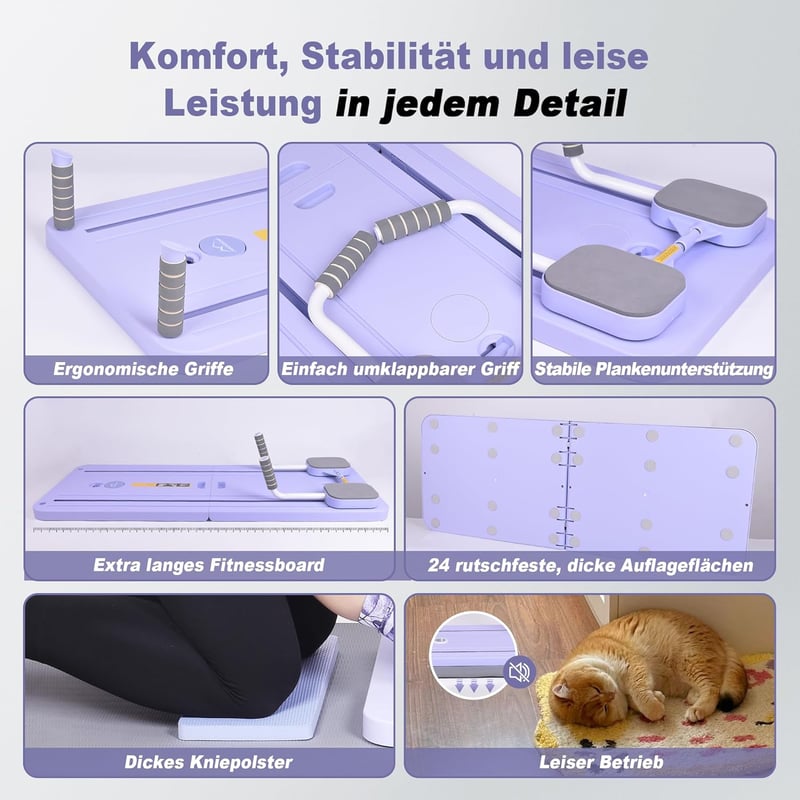 AMAZINGHOME Pilates Board Automatikus Visszapattanással - Összecsukható Tornaszőnyeg Térdfedéssel