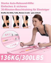 AMAZINGHOME Pilates Tábla Automatikus Visszapattanással - Összecsukható Edzőeszköz Térdvédővel, Rózsaszín, 106x41 cm, Kezdőknek és Profiknak 3
