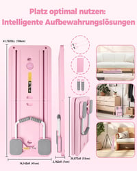 AMAZINGHOME Pilates Tábla Automatikus Visszapattanással - Összecsukható Edzőeszköz Térdvédővel, Rózsaszín, 106x41 cm, Kezdőknek és Profiknak 4