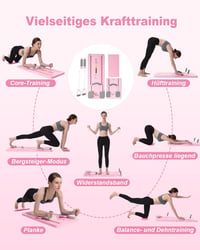 AMAZINGHOME Pilates Tábla Automatikus Visszapattanással - Összecsukható Edzőeszköz Térdvédővel, Rózsaszín, 106x41 cm, Kezdőknek és Profiknak 2