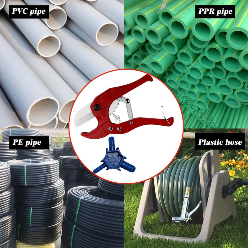 Amazleer Prémium Csővágó Készlet PVC és Többrétegű Kompozit Csövekhez 42 mm-ig, 16-20-26 mm Kalibrátorokkal, Fekete