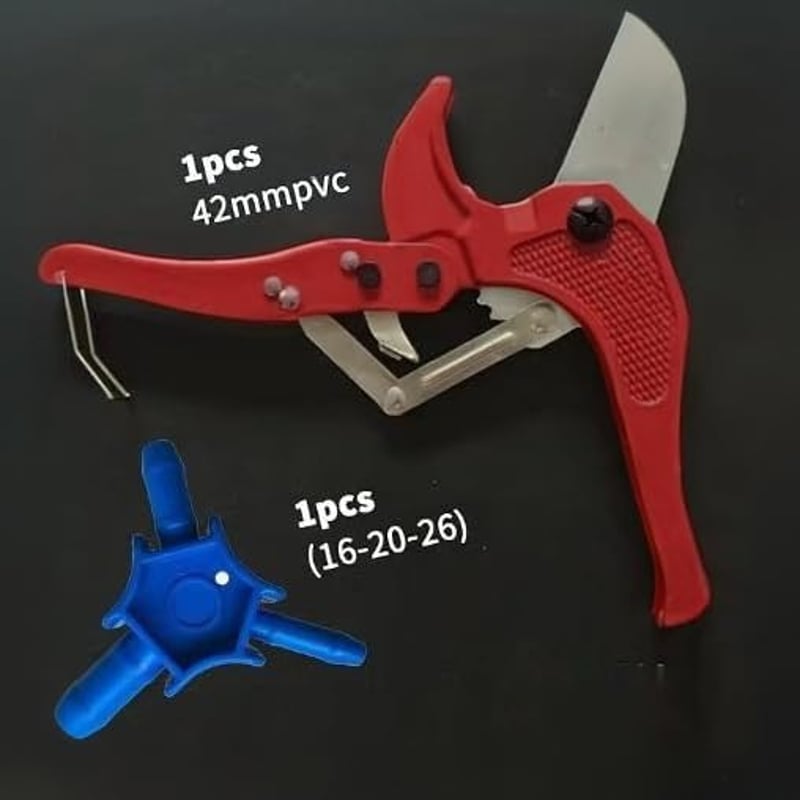 Amazleer Prémium Csővágó Készlet PVC és Többrétegű Kompozit Csövekhez 42 mm-ig, 16-20-26 mm Kalibrátorokkal, Fekete