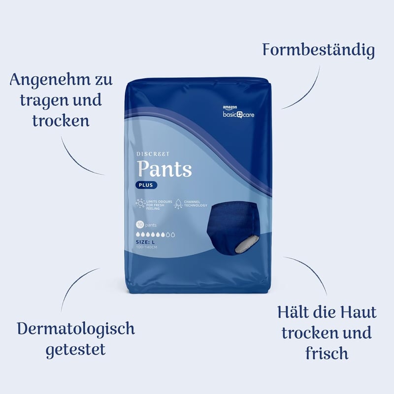 Amazon Basic Care Férfi Inkontinencia Nadrág Plus Large 40 db Kék - NEW VERSION MENS PANTS PLUS LARGE (14)