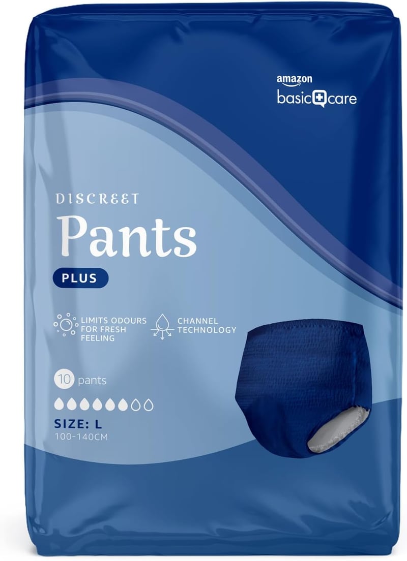 Amazon Basic Care Férfi Inkontinencia Nadrág Plus Large 40 db Kék - NEW VERSION MENS PANTS PLUS LARGE (14)