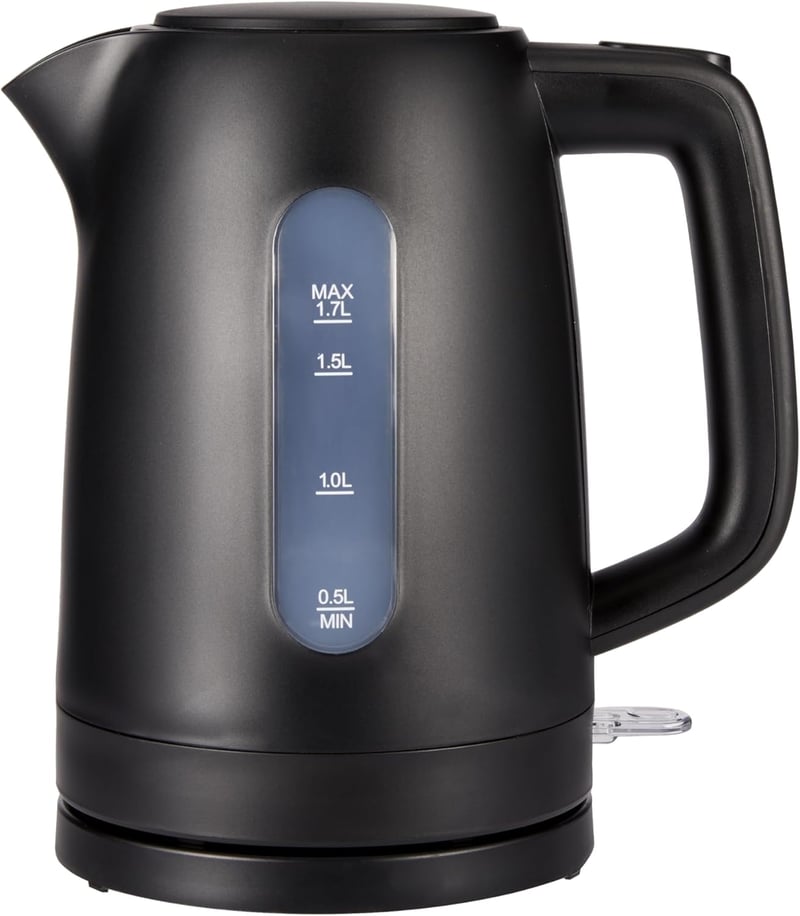 Amazon Basics 1,7 literes vízforraló 2200W, BPA-mentes, 360° forgatható talp, automata kikapcsolás