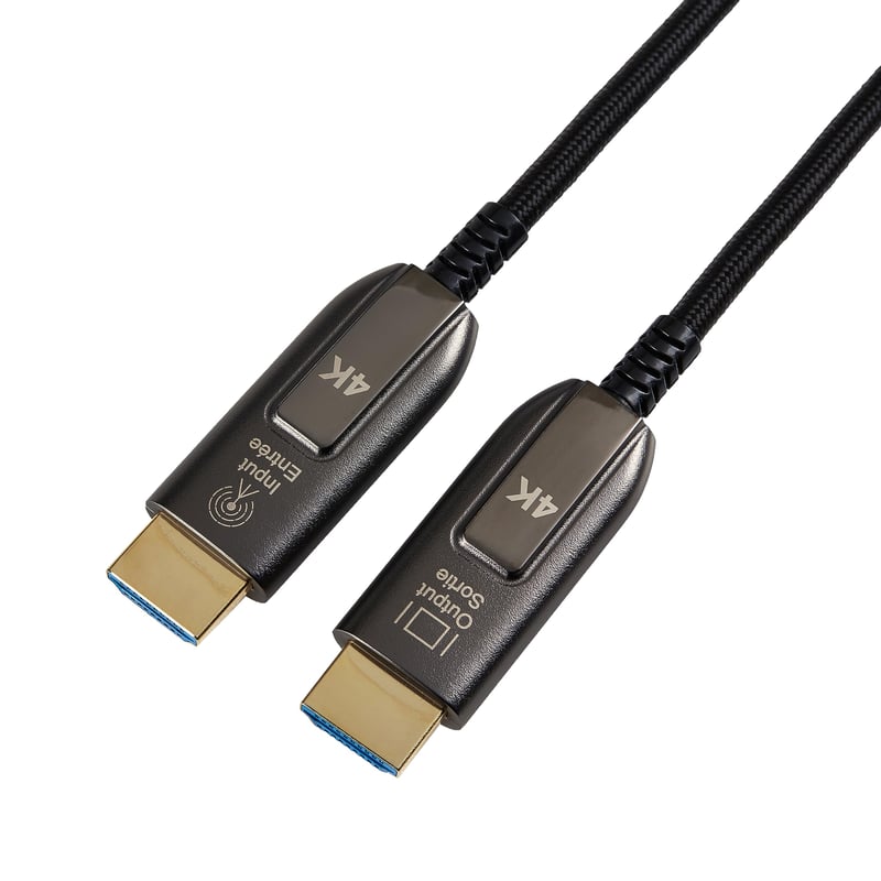 Vysokorýchlostný opletený optický HDMI kábel Amazon Basics, 10 m, čierny